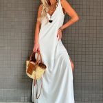 Vestido longo crepe